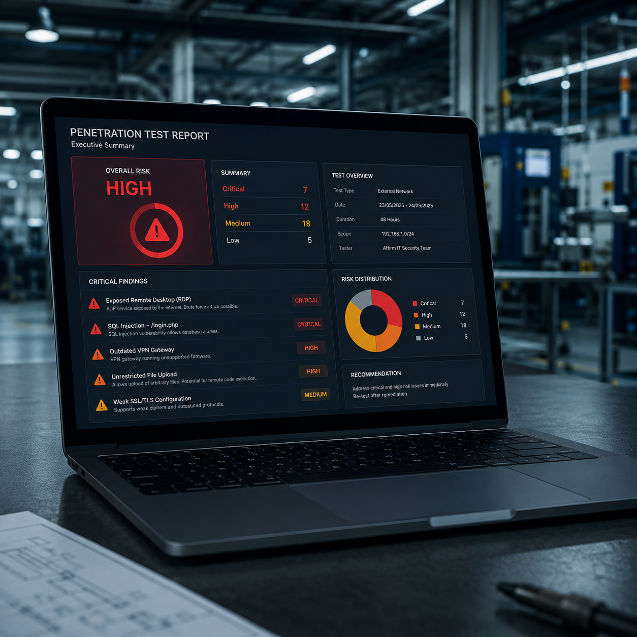 Manufacturing penetration test report